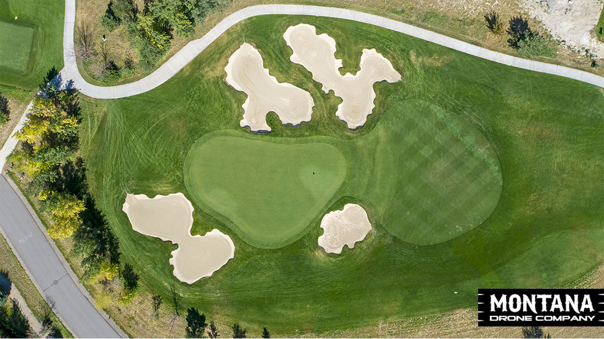 Black Bull Golf Course Par 3 Sand Bunkers Drone Aerial View Bozeman Mt