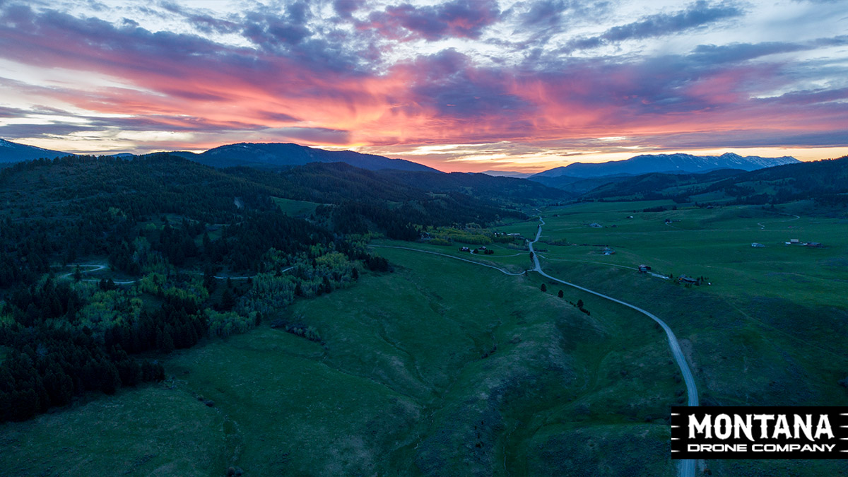 Trail Creek Road Bozeman Mt Sunset Aerial Photograph Pilot Fischer