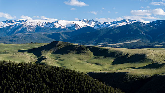 Aerial Beartooth Mountains Castle Rock River Ranch Montana