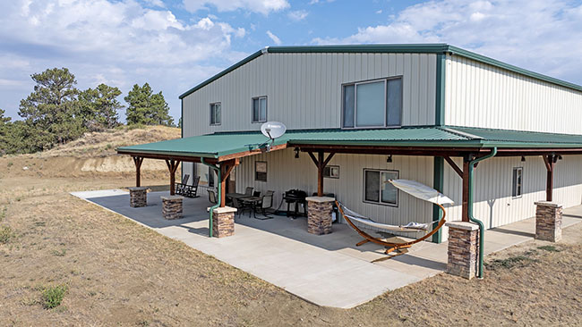 Aerial Building Deck Crooked Creek Ranch Winnett Mt