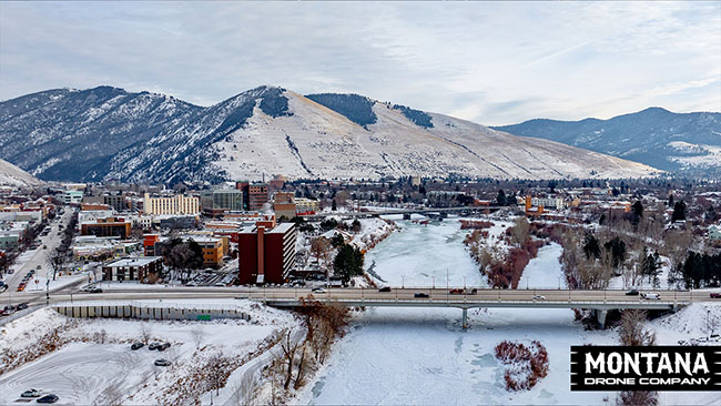 Winter Clarks Fork And Downtown Missoula Montana