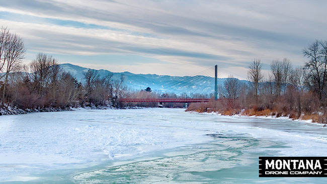 Winter Frozen Clark Fork River Missoula Montana
