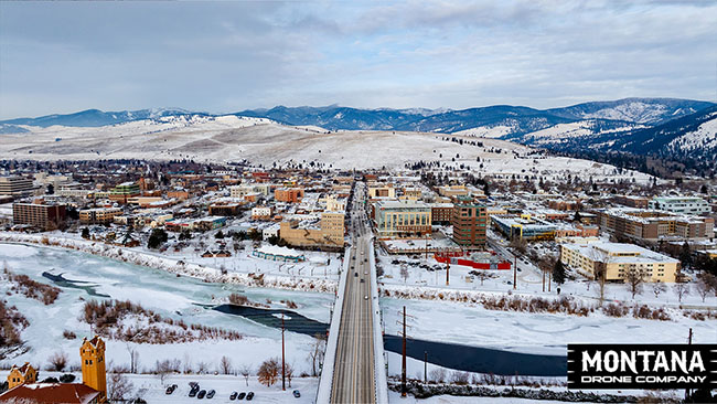 Winter Higgins Ave Into Downtown Missoula Montana