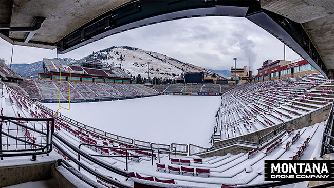 Winter Inside Washington Grizzly Stadium Missoula Montana