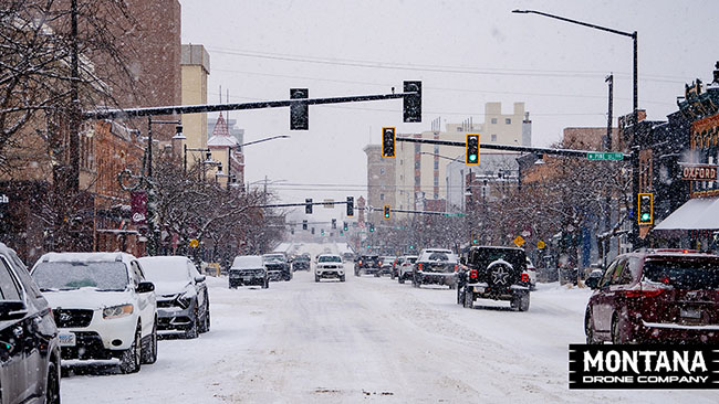 Winter Snowing In Downtown Missoula Missoula Montana